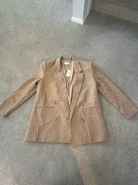 LOFT Double-Breasted Camel Blazer Jacket
